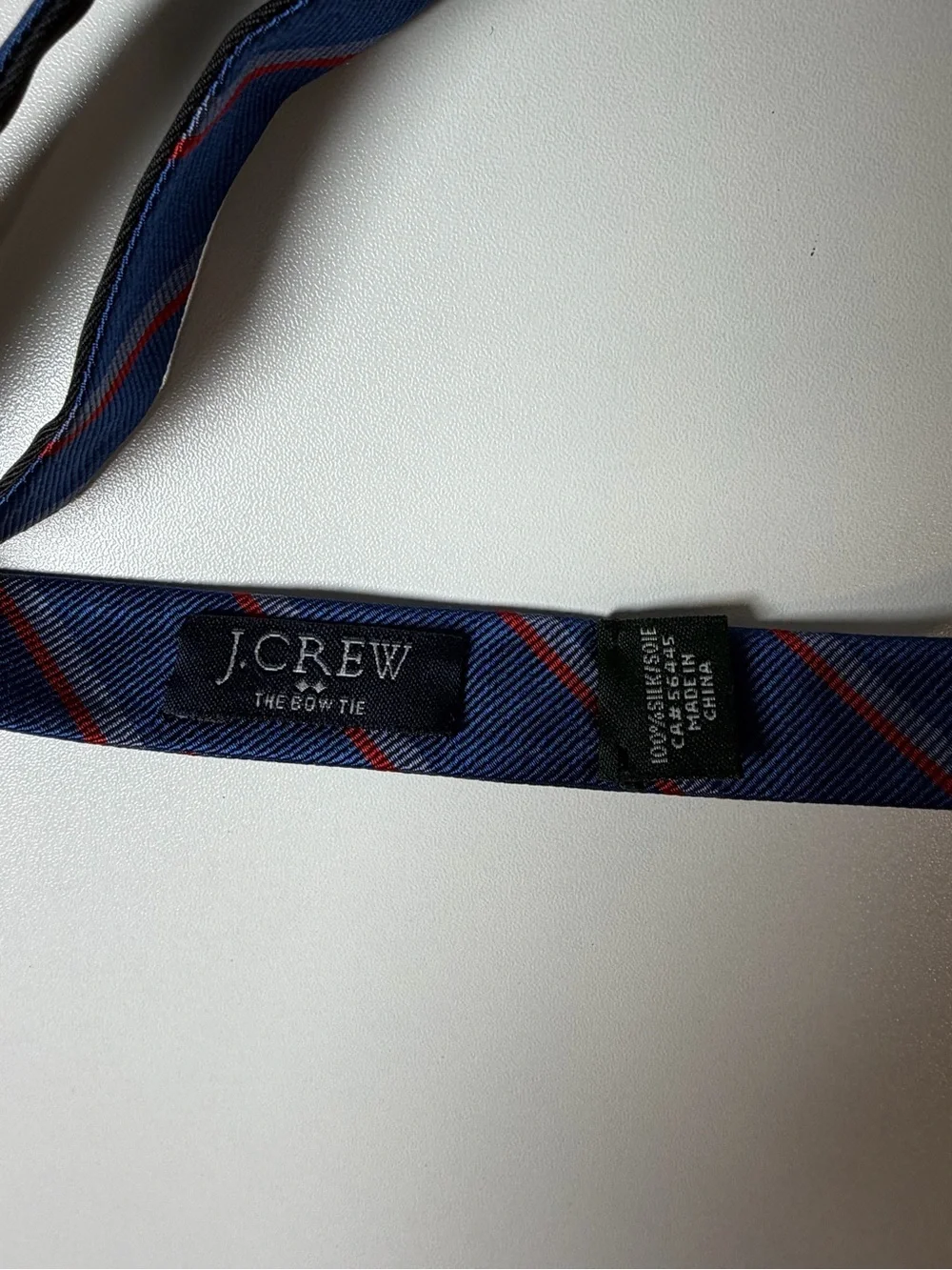 J. Crew The Bow Tie 100% Silk Navy and Red Striped Adjustable Bow Tie
